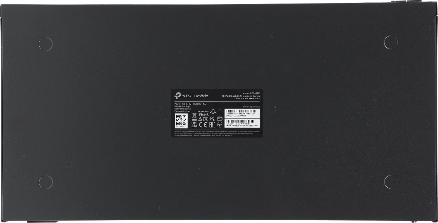 Коммутатор TP-Link SG3452X (L2+) 48x1Гбит/с 4SFP+ управляемый
