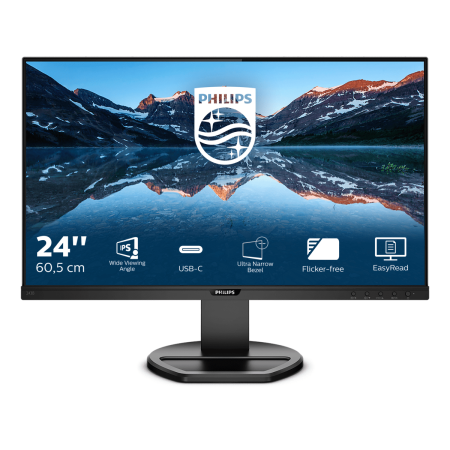 Монитор LCD 23.8'' [16:9] 1920х1080(FHD) IPS, nonGLARE, 75 Hz, 250 cd/m2, H178°/V178°, 1000:1, 50М:1, 16.7M, 4ms, VGA, HDMI, DP, USB-C, USB-Hub, Height adj, Pivot, Tilt, Swivel, Speakers, 3Y, Black