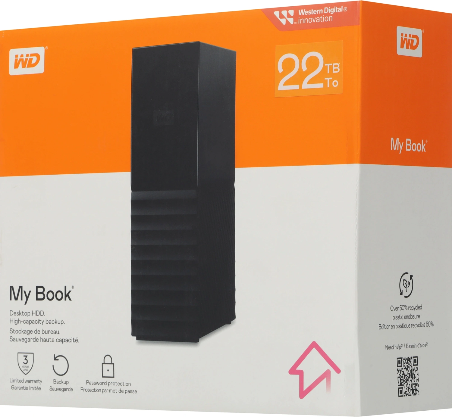 Внешний жёсткий диск WD My Book (New) 22TB WDBBGB0220HBK-EESN