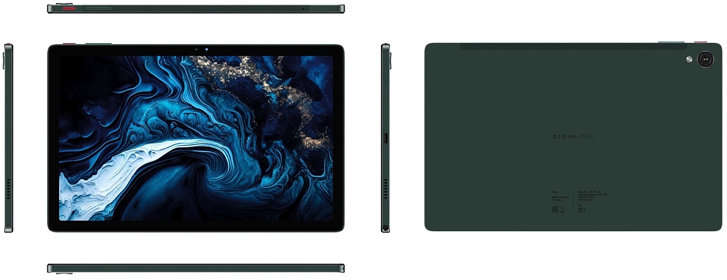 Планшет Digma Pro Pulse T616 (2.0) 8C RAM8Gb ROM256Gb 10.4" In-Cell 2000x1200 4G 2Sim Android 14 темно-зеленый 13Mpix 5Mpix BT WiFi microSD 128Gb 7000mAh