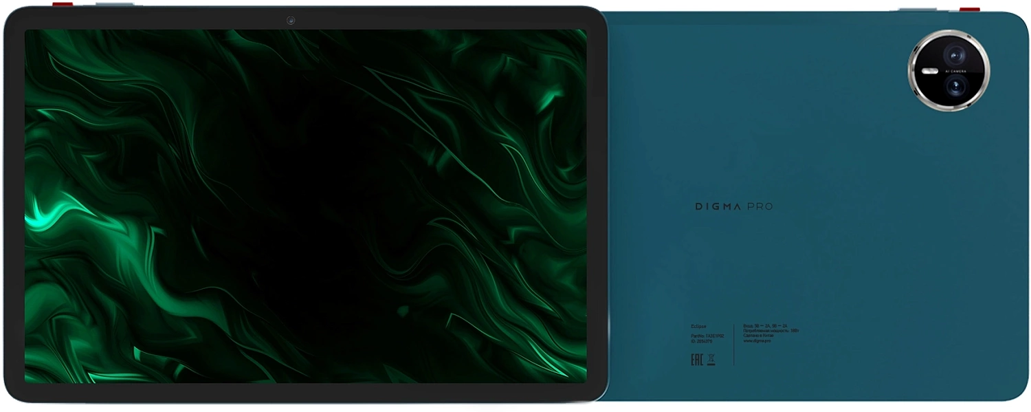 Планшет Digma Pro Eclipse T616 (2.0) 8C RAM8Gb ROM256Gb 11" In-Cell 1920x1200 4G 2Sim Android 14 зеленый 20Mpix 8Mpix BT WiFi microSD 1Tb 8000mAh
