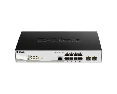 Коммутатор D-Link DGS-1210-10P/ME/B1A 8G 2SFP 8PoE управляемый