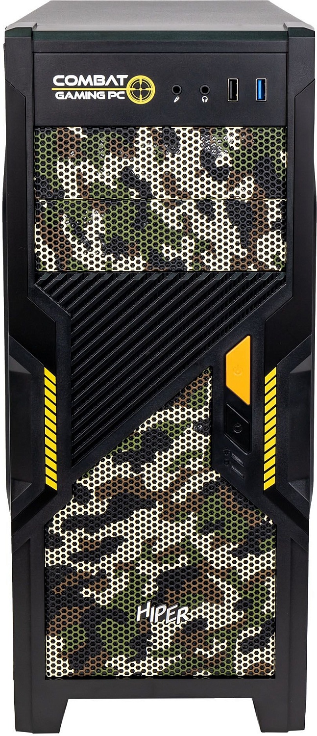 Корпус Hiper Combat черный/камуфляж без БП ATX 3x120mm 1xUSB2.0 1xUSB3.0 audio bott PSU