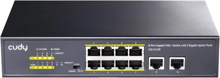 Коммутатор Cudy GS1010P (L2) 10x1Гбит/с 8PoE 120W неуправляемый