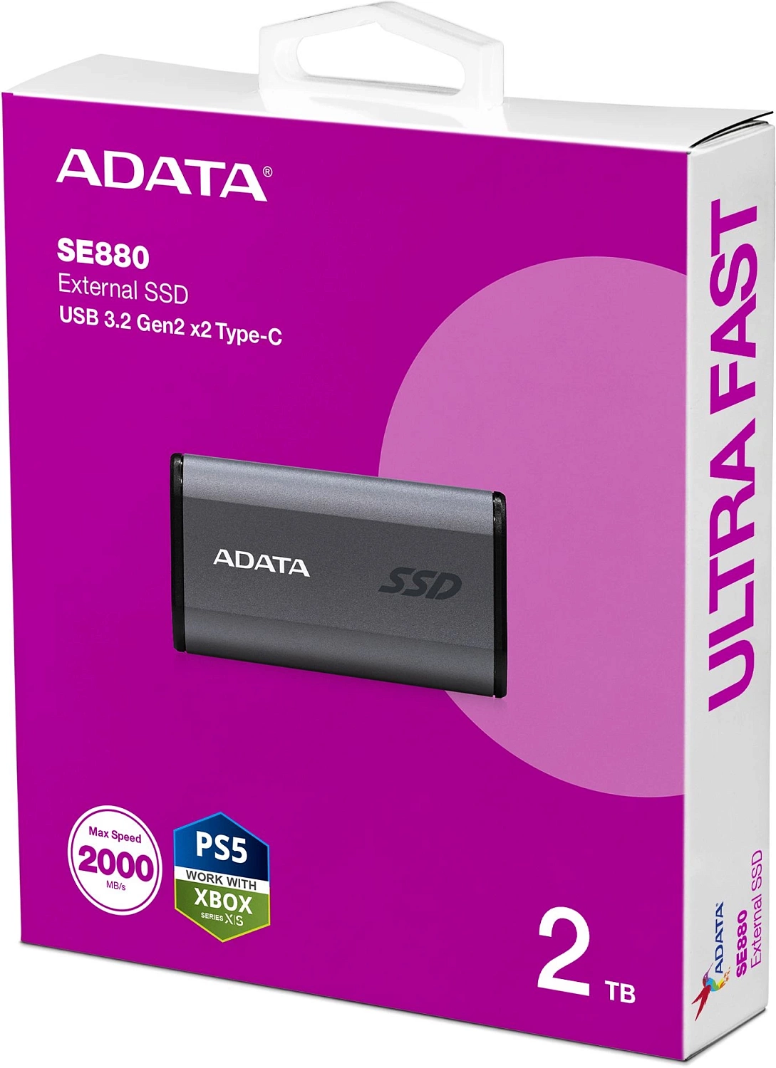Накопитель SSD A-Data USB-C 2TB AELI-SE880-2TCGY SE880 2.5" серый