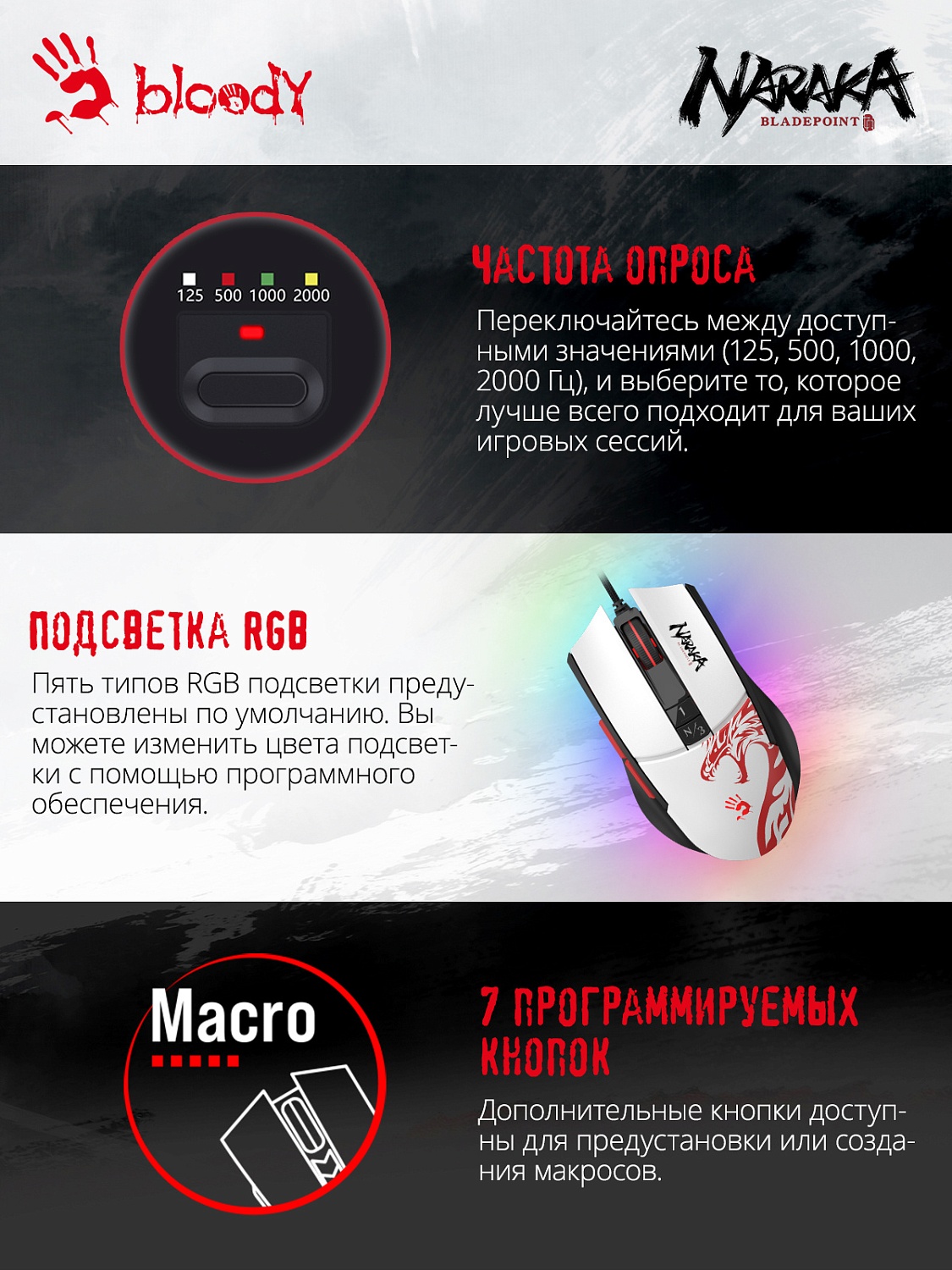 Мышь A4Tech Bloody L65 Max белый/рисунок оптическая (12000dpi) USB (6but) Мышь A4Tech Bloody L65 Max белый/рисунок оптическая (12000dpi) USB (6but)