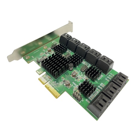 FG-EST25A-1-3L01 PCI-E SATA 6G 16 port CARD, Asmedia ASM2806+4*ASM1064, RTL {100}