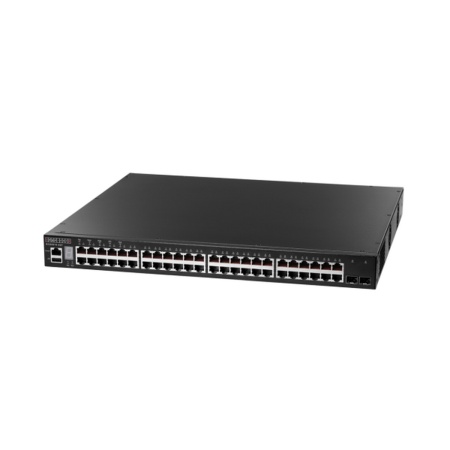 ECS4510-52T Edge-corE 48 x GE + 2 x 10G SFP+ ports + 1 x expansion slot (for dual 10G SFP+ ports) L2+ Stackable Switch, w/ 1 x RJ45 console port, 1 x USB type A storage port, RPU connector, Stack up to 4 units