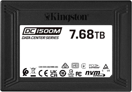 Твердотельный накопитель Kingston Enterprise SSD 7,68TB DC1500M U.2 2.5" PCIe NVMe Gen3x4 R3100/W2700MB/s 3D TLC MTBF 2М 420 000/200 000 IOPS 1DWPD (Data Center SSD for Enterprise) 3 years