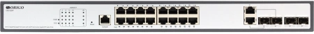 Коммутатор ORIGO Managed L2 Switch 16x1000Base-T PoE, 2x1000Base-X SFP, 2xCombo 1000Base-T/SFP, PoE Budget 250W, RJ45 Console, 19" w/brackets