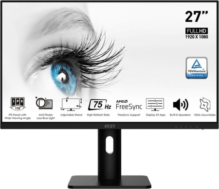 Монитор MSI 27" Pro MP273P черный IPS LED 16:9 HDMI M/M матовая HAS Piv 250cd 178гр/178гр 1920x1080 75Hz FreeSync DP FHD 5.67кг