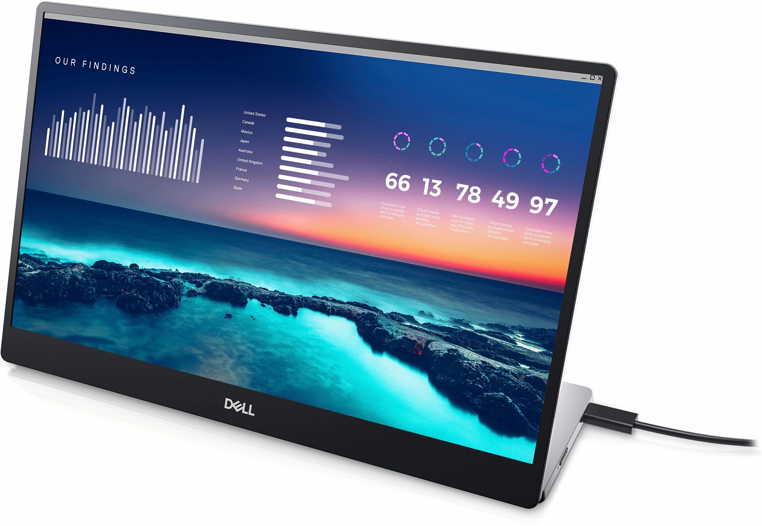 Монитор Dell 14" Portable C1422H черный IPS LED 6ms 16:9 матовая 300cd 178гр/178гр 1920x1080 60Hz FHD USB 0.59кг