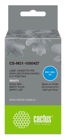 Картридж ленточный Cactus CS-M21-1000427 черный для Brady BMP21-PLUS, BMP21, BMP21-LAB