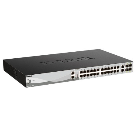 Коммутатор D-Link PROJ Managed L3 Stackable Switch 24x1000Base-T, 2x10GBase-T, 4x10GBase-X SFP+, Surge 6KV, CLI, 1000Base-T Management, RJ45 Console, USB, RPS, Dying Gasp