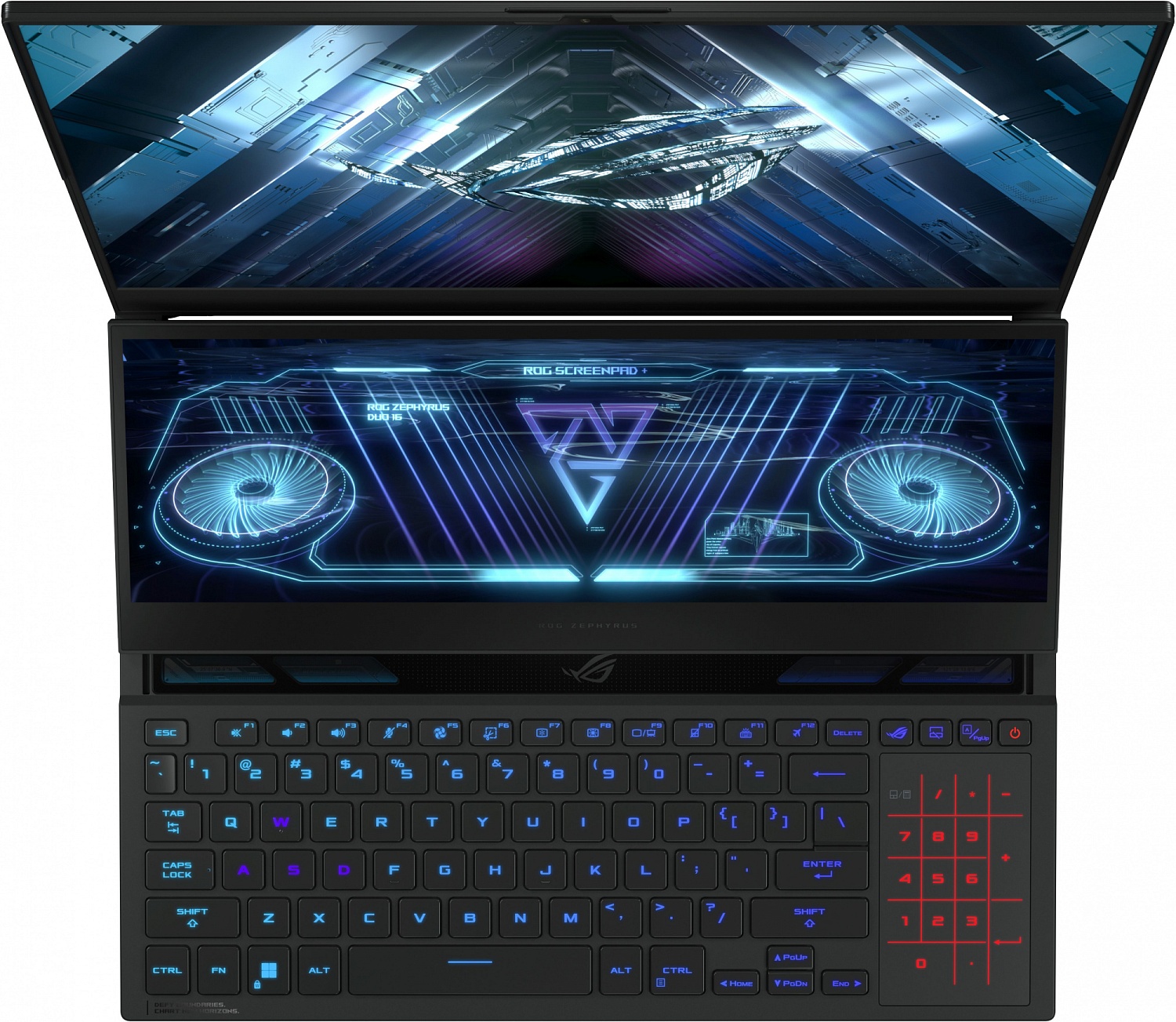Ноутбук Asus ROG Zephyrus Duo 16 GX650PY-NM085W Ryzen 9 7945HX 32Gb SSD2Tb NVIDIA GeForce RTX4090 16Gb 16" IPS WQXGA (2560x1600) Windows 11 Home black WiFi BT Cam (90NR0BI1-M004X0)