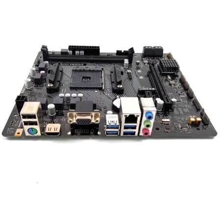 A520M-HVS, Socket AM4, AMD A520, 2xDDR4-3200, D-SUB+HDMI, 1xPCI-Ex16, 1xPCI-Ex1, 4xSATA3(RAID уц-3-6 0/1/10), 1xM.2, 8 Ch Audio, GLan, (2+4)xUSB2.0, (4+2)xUSB3.2, 1xPS/2, mATX, RTL {20}