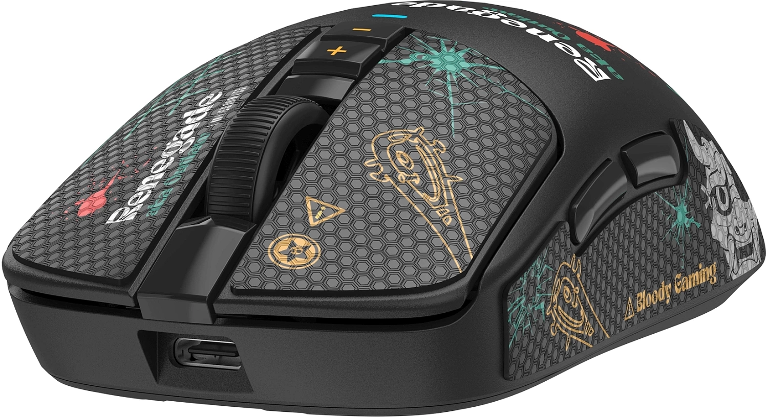 Мышь A4Tech Bloody R72 Ultra Duo черный/рисунок оптическая (20000dpi) беспроводная USB (7but) Мышь A4Tech Bloody R72 Ultra Duo черный/рисунок оптическая (20000dpi) беспроводная USB (7but)