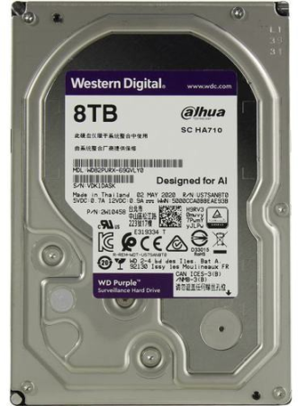 Жесткий диск Western Digital HDD SATA-III  8Tb Purple WD82PURX, IntelliPower, 256MB buffer (DV&NVR), 1 year