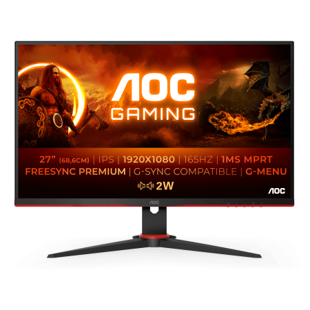 Монитор AOC 27" 27G2SPAE черный/красный IPS LED 1ms 16:9 HDMI M/M матовая 250cd 178гр/178гр 1920x1080 165Hz FreeSync Premium VGA DP FHD 4.53кг