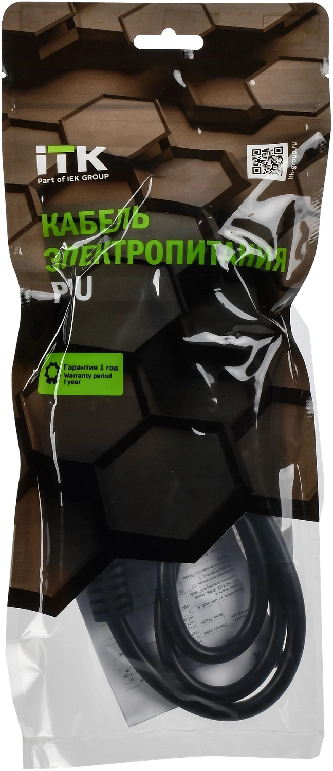 Шнур питания ITK PC-C19C20-1M C19-C20 проводник.:3x1.5мм2 1м 230В 16А (упак.:1шт) черный