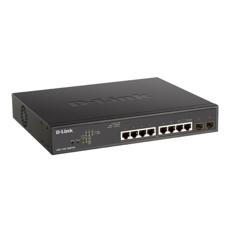 Коммутатор D-Link EasySmart L2 Switch 8х1000Base-T PoE, 2x1000Base-X SFP, PoE Budget 242W, 2 PoE ports 802.3bt (90W)