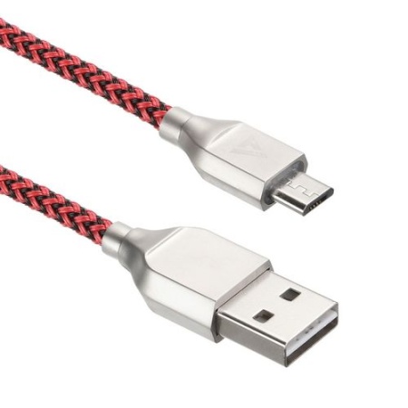 USB кабель ACD-Titan MicroUSB ~ USB-A Нейлон, 1м, красно-черный (ACD-U927-M1R)