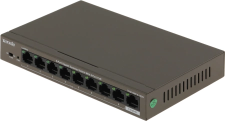 Коммутатор Tenda TEG1109P-8-102W Коммутатор неуправляемый PoE, 9 портов 9x1 Гбит/с, PoE 8х92 Вт, настольный