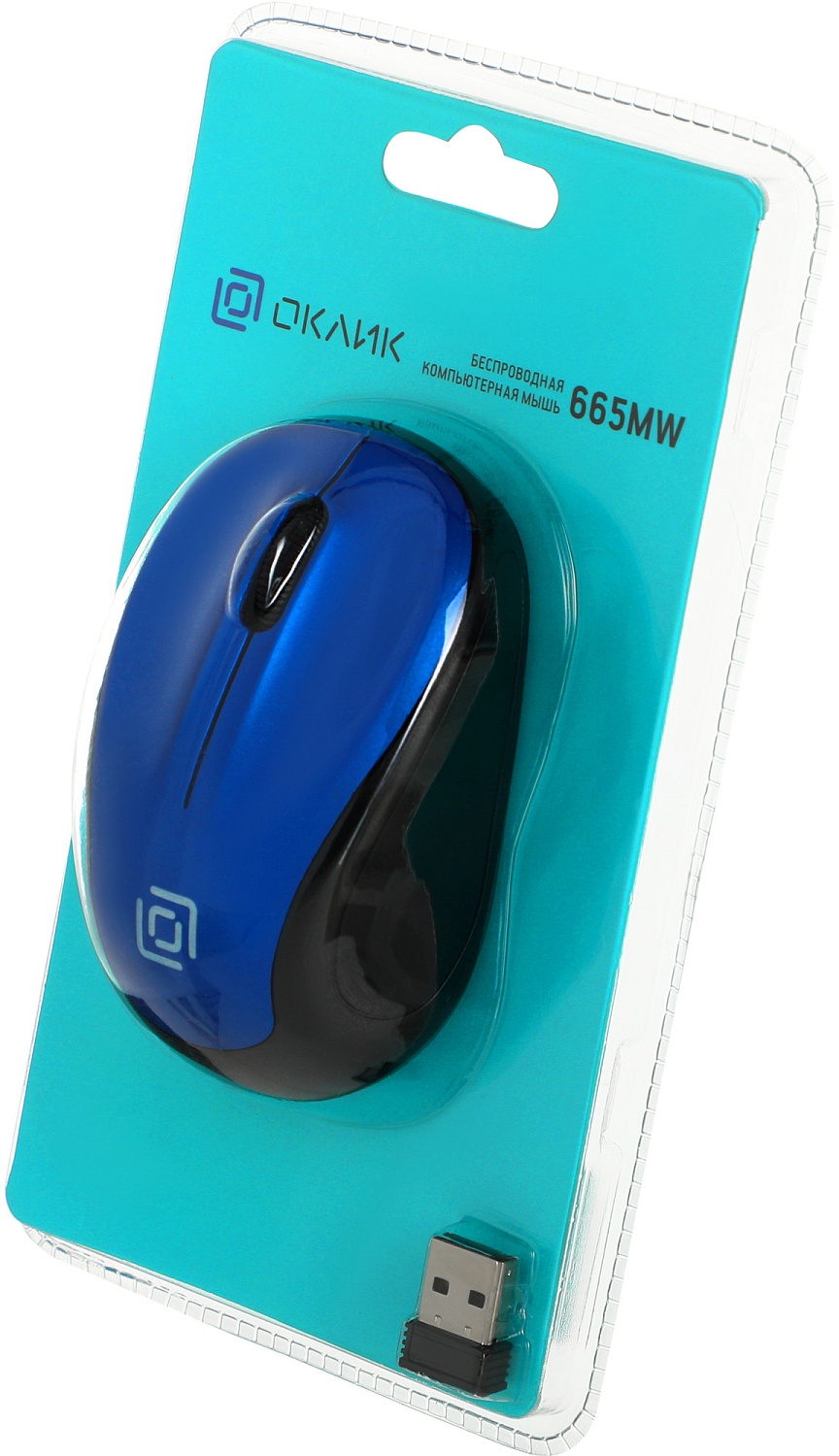 Мышь Оклик 665MW черный/синий оптическая (1600dpi) беспроводная USB для ноутбука (3but) Мышь Оклик 665MW черный/синий оптическая (1600dpi) беспроводная USB для ноутбука (3but)