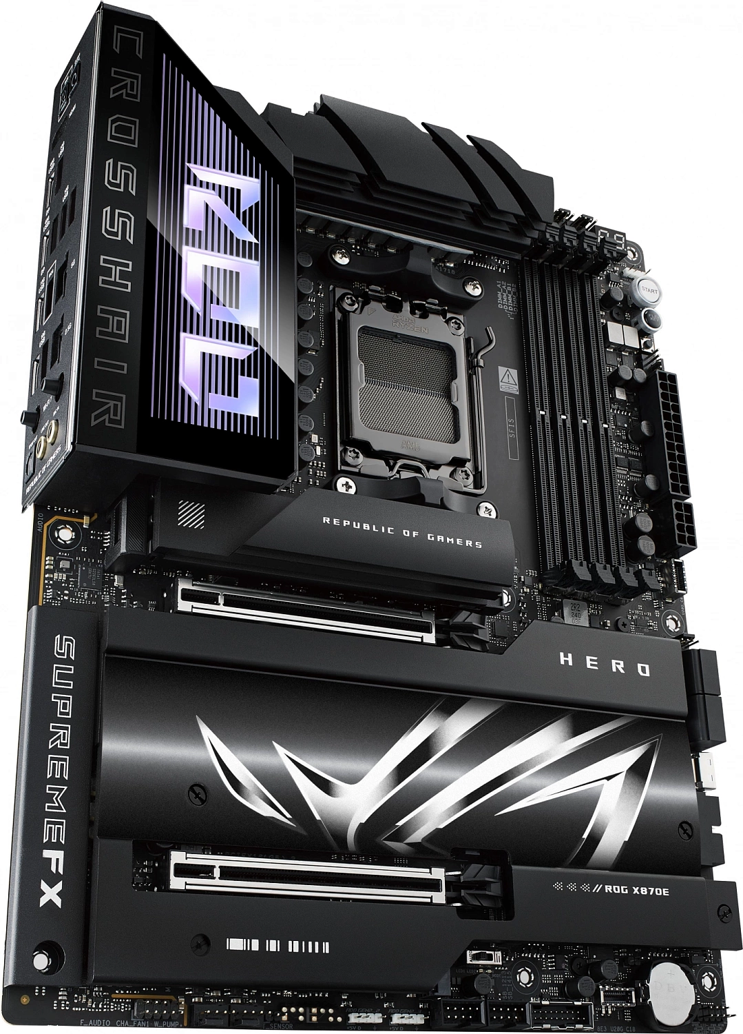 Материнская плата ASUS ROG CROSSHAIR X870E HERO, AM5, X870, 4*DDR5, 4*SATA, 5*M.2,  6*USB 3.2, 2*Type-C, 2*USB4, 6*PCIx16, HDMI, ATX; 90MB1IE0-M0EAY0