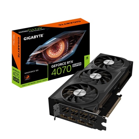 Видеокарта Gigabyte RTX4070 SUPER WINDFORCE 12GB GDDR6X 192bit 3xDP HDMI 3FAN RTL