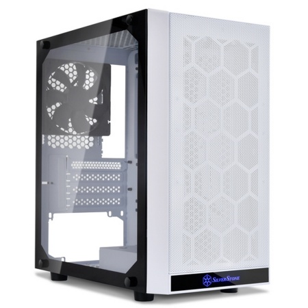 SST-PS15W-G Precision Mini Tower Micro ATX Computer Case, tempered glass, white (229439)