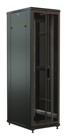 Шкаф серверный WRline (WR-TT-4268-DD-RAL9004) напольный 42U 600x800мм пер.дв.перфор.2ств. задн.дв.перфор.2-хст. 2 бок.пан. направл.под винты 800кг черный 710мм 2055мм IP20 сталь