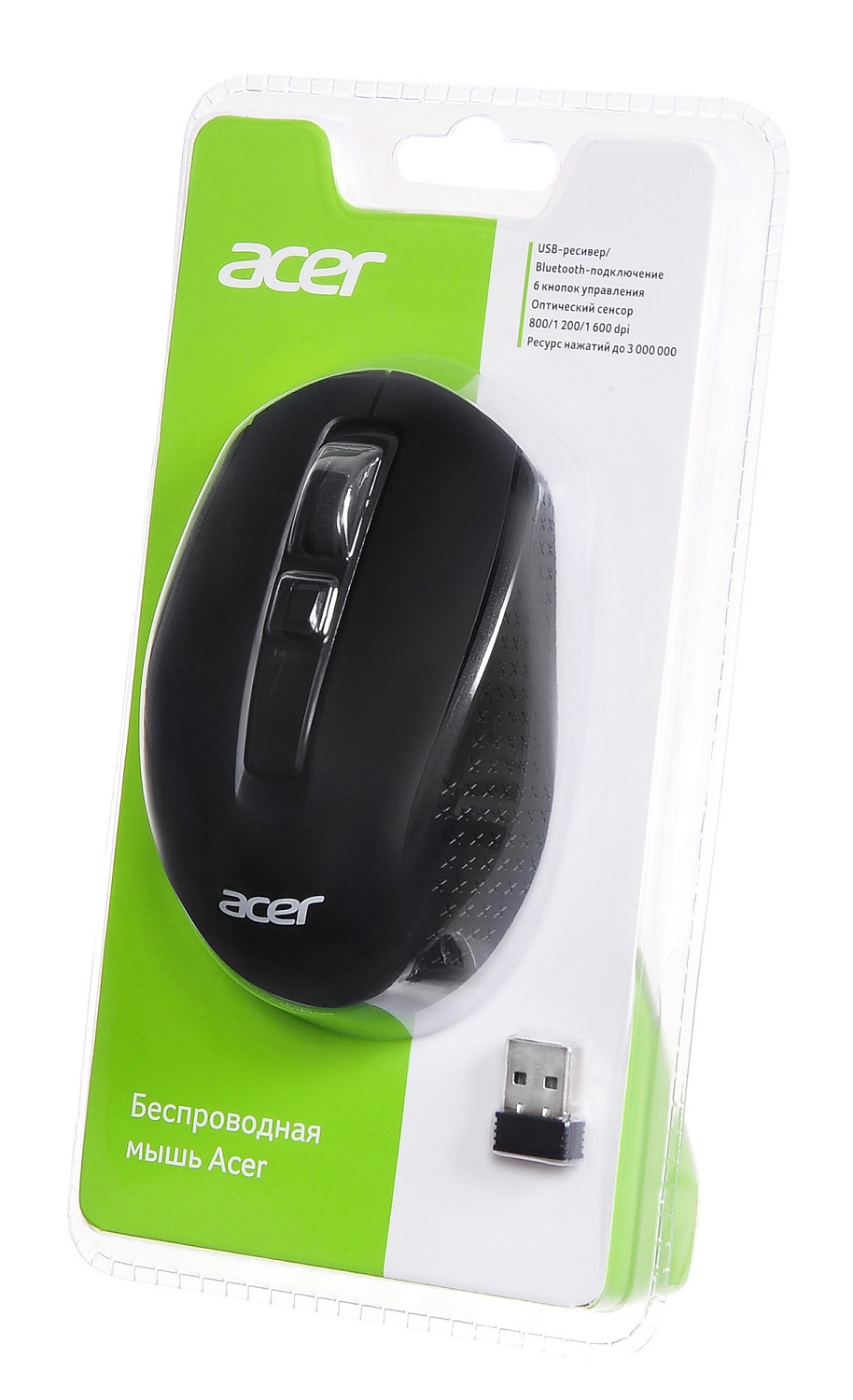 Мышь Acer OMR070 черный оптическая (1600dpi) беспроводная BT/Radio USB для ноутбука (6but) Мышь Acer OMR070 черный оптическая (1600dpi) беспроводная BT/Radio USB для ноутбука (6but)