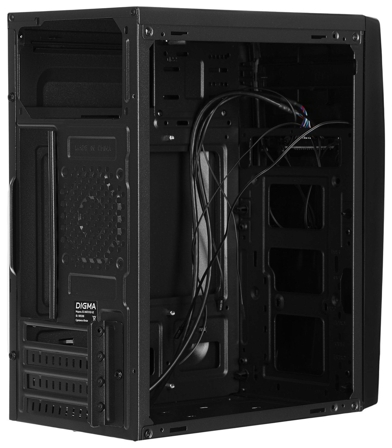 Корпус Digma DC-MATX102-U2 черный без БП mATX 1x80mm 2x120mm 2xUSB2.0 audio