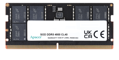 Оперативная память Apacer  DDR5  8GB  4800MHz SO-DIMM (PC5-38400) CL40 1.1V (Retail) 1024*16  3 years (AS08GHB48CTDBGH/FS.08G2A.RTH)