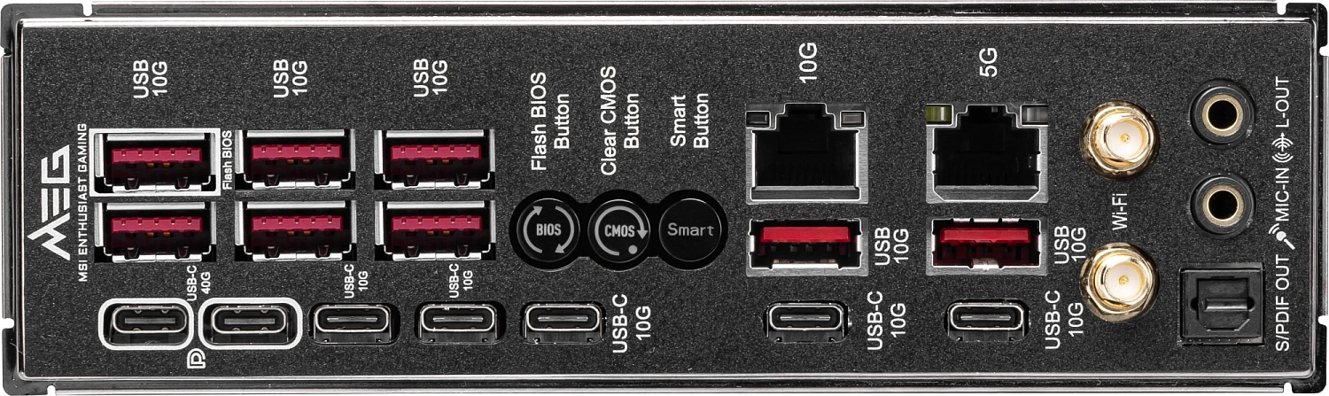 Материнская плата MSI MEG X870E GODLIKE MAX X870E, AM5, 4*DDR5, 2*PCIEx16, 1*PCIEx4, 5*M.2, 5*TypeC, 8*USB3.2Gen2, 4*USB3.2Gen1, 4*USB2.0, 4*SATA3.0, 10G, 5G, 2*TypeC(DP), Е-ATX, RTL