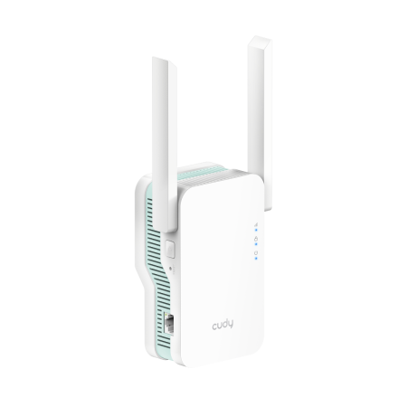 Усилитель сигнала CUDY RE1500 Wi-Fi 6 AX1500 с поддержкой Mesh, режим точки доступа, чипсет: MediaTek, Cudy Mesh, скорость Wi-Fi: до 300 Мбит/с (2,4 ГГц) + до 1201 Мбит/с (5 ГГц), стандарты Wi-Fi: 802.11a/b/g/n/ac/ax, 1 порт Ethernet 10/100 Мбит/с, кнопка