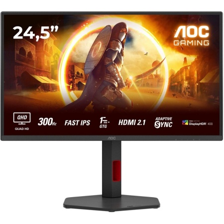 Монитор 25" AOC Q25G4SR Black (IPS, 2560x1440, 300Hz, 0.3 ms, 178°/178°, 450 cd/m, 1000:1, +2xHDMI 2.1, +DisplayPort 1.4, +MM)
