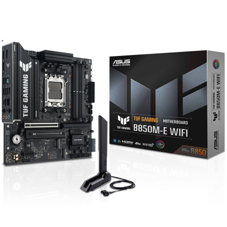 Материнская плата ASUS TUF GAMING B850M-E WIFI AM5 mATX 4хDDR5 PCIEx16 PCIEx1 3xM.2 USB-C 2хDP HDMI 2.5GLAN Wi-Fi 6Е
