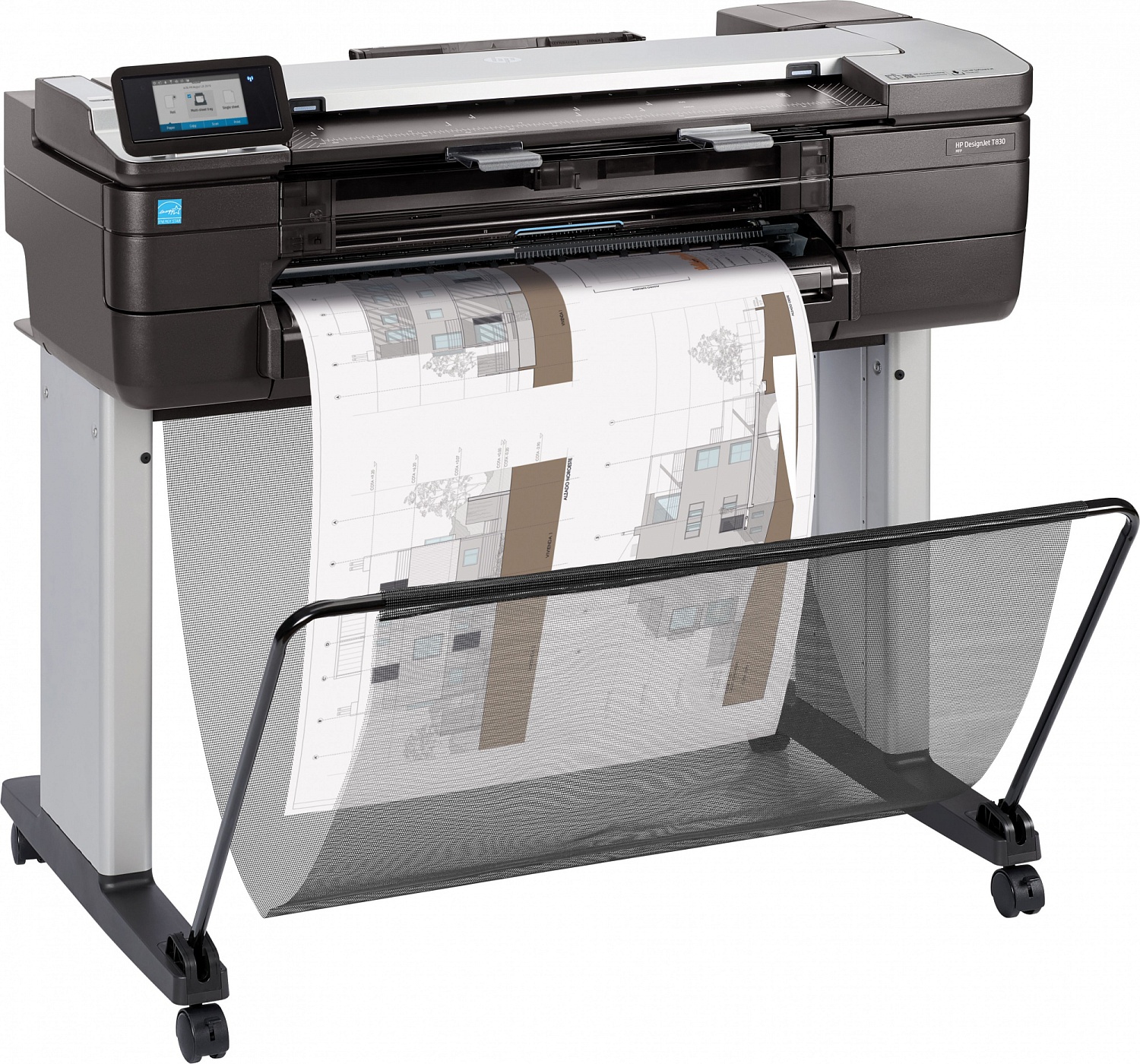 Широкоформатный принтер HP DesignJetT830 MFP (p/s/c, 24",4color,2400x1200dpi,1Gb,26sppA1,USB for Flash/GigEth/Wi-Fi,stand,mediabin,rollfeed,sheetfeed,tray50(A3/A4),autocutter,Scanner600dpi,24x109", repl. F9A28A)