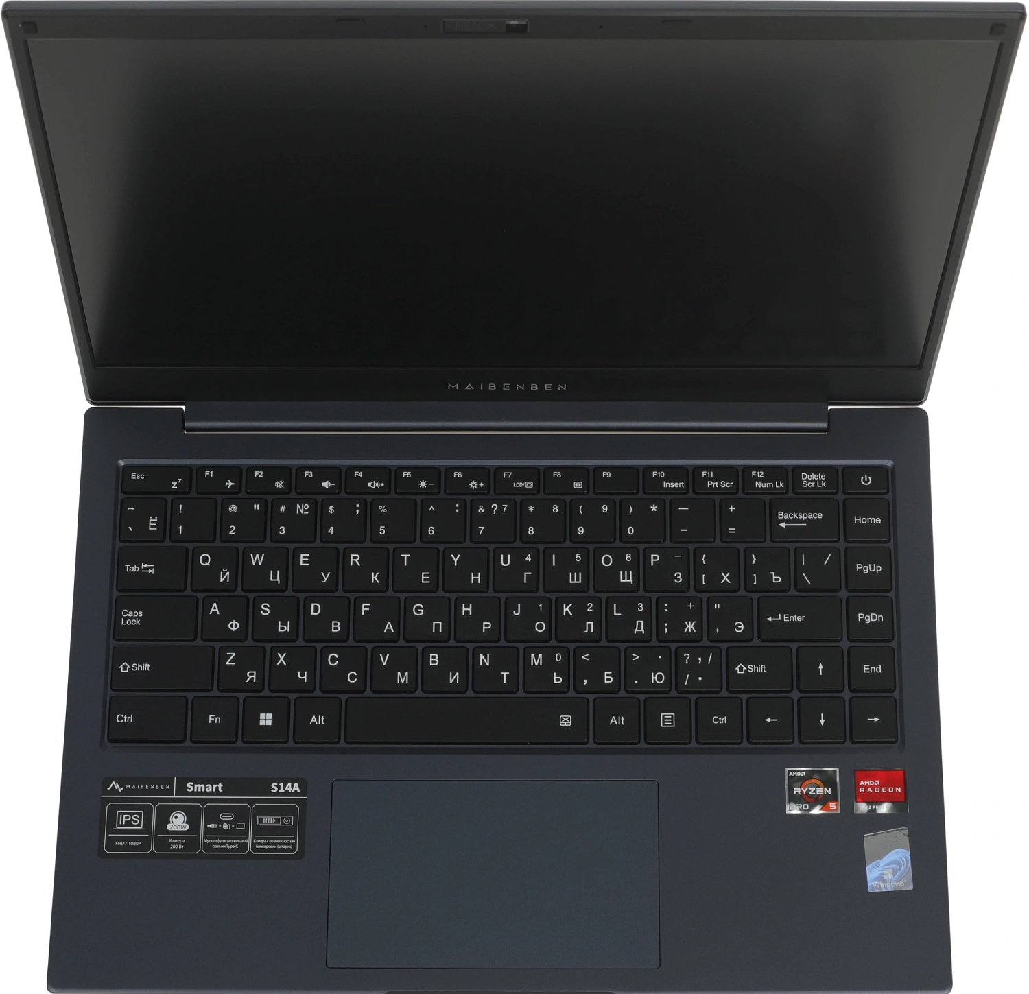 Ноутбук Maibenben S14A-R545UM Ryzen 5 Pro 4650U 8Gb SSD256Gb AMD Radeon 14" IPS FHD (1920x1080) Windows 11 Home dk.blue WiFi BT Cam 5000mAh (S14A-R545UMA1SHURE0)