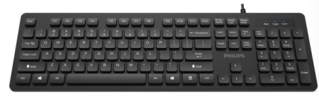 Аксессуары Philips Проводная Клавиатура SPK6264, USB 2.0 104 клав,  русская заводская раскладка, чёрный (незначительное повреждение коробки)