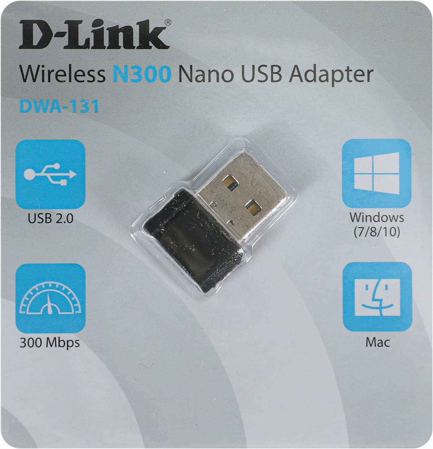 Сетевой адаптер Wi-Fi D-Link DWA-131 DWA-131/F1A N300 USB 2.0 (ант.внутр.) 2ант.