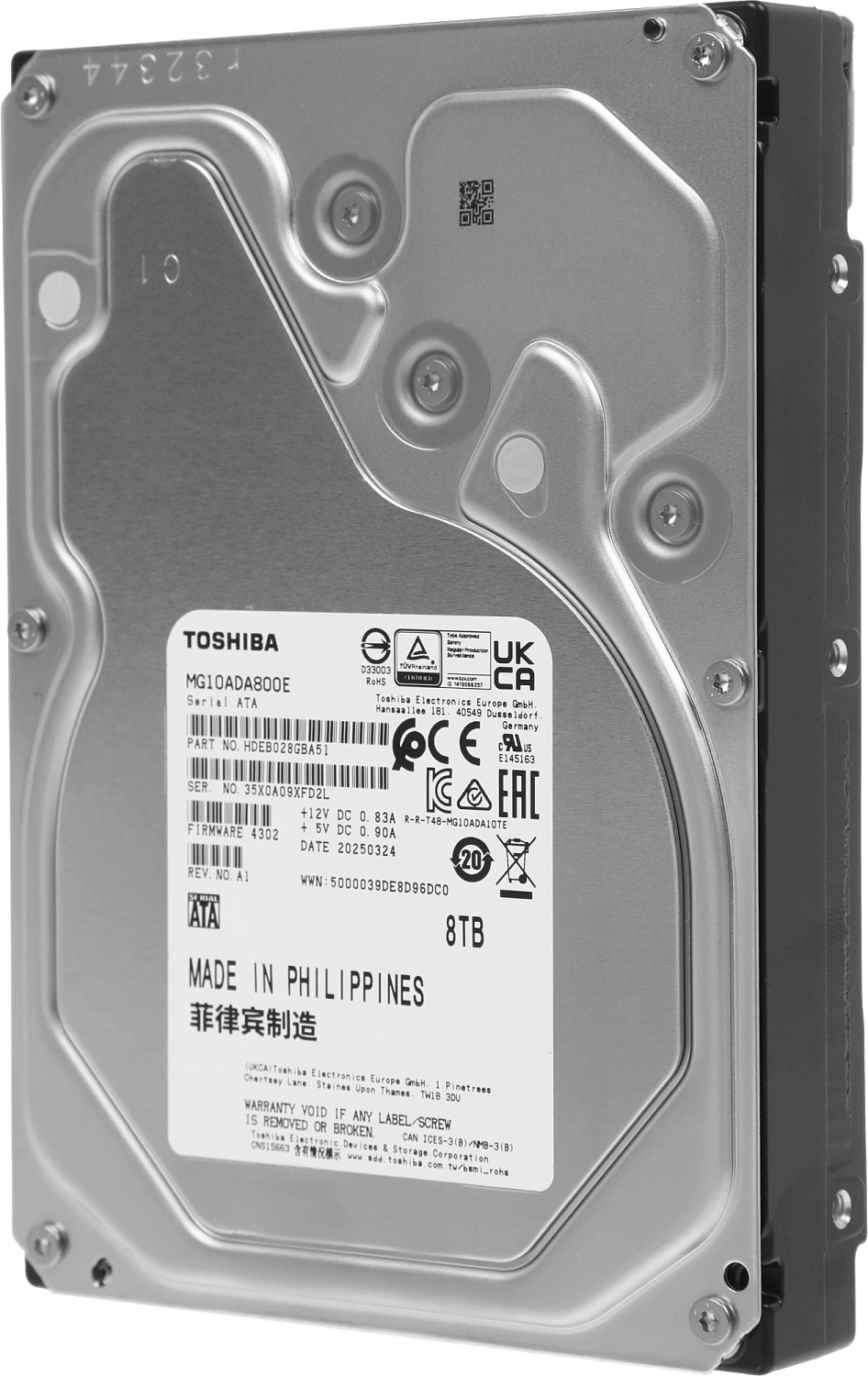 Жесткий диск Toshiba Enterprise HDD 3.5" SATA 8TB, 7200 rpm, 512MB buffer, MG10ADA800E, 1 year