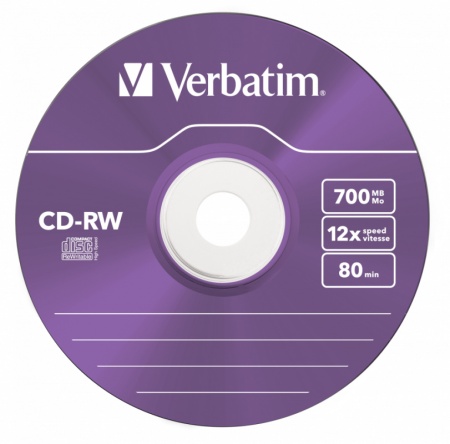 Диск CD-RW Verbatim 700Mb 12x Slim case (5шт) Color (43167)