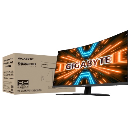 31.5" Gigabyte G32QC A-EK Gaming monitor Black (VA, 2560x1440, HDMI+HDMI+DP, 1 ms, 178°/178°, 350 cd/m, 3000:1, 2xUSB3.0, 165Hz, Curved (20VM0-GG32QCABA-1EKR) (811495)