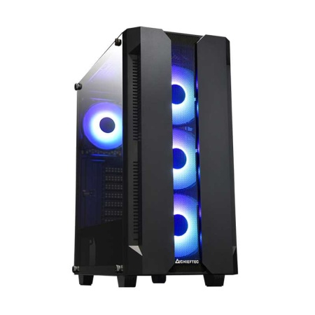 Chieftec Hunter, ATX Gaming case, w/Glass, 4xRGB fan