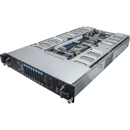 G250-G52 2U HPC Server - 8 x GPGPU Card Slots 2x E5-2600V4, 24 x RDIMM ECC DDR4 slots, 2 x GbE LAN "ports (Intel® I350-AM2), 8 x 2.5" hot-swappable HDD/SSD bays, 80 PLUS Platinum 2000W redundant PSU (1+1)"