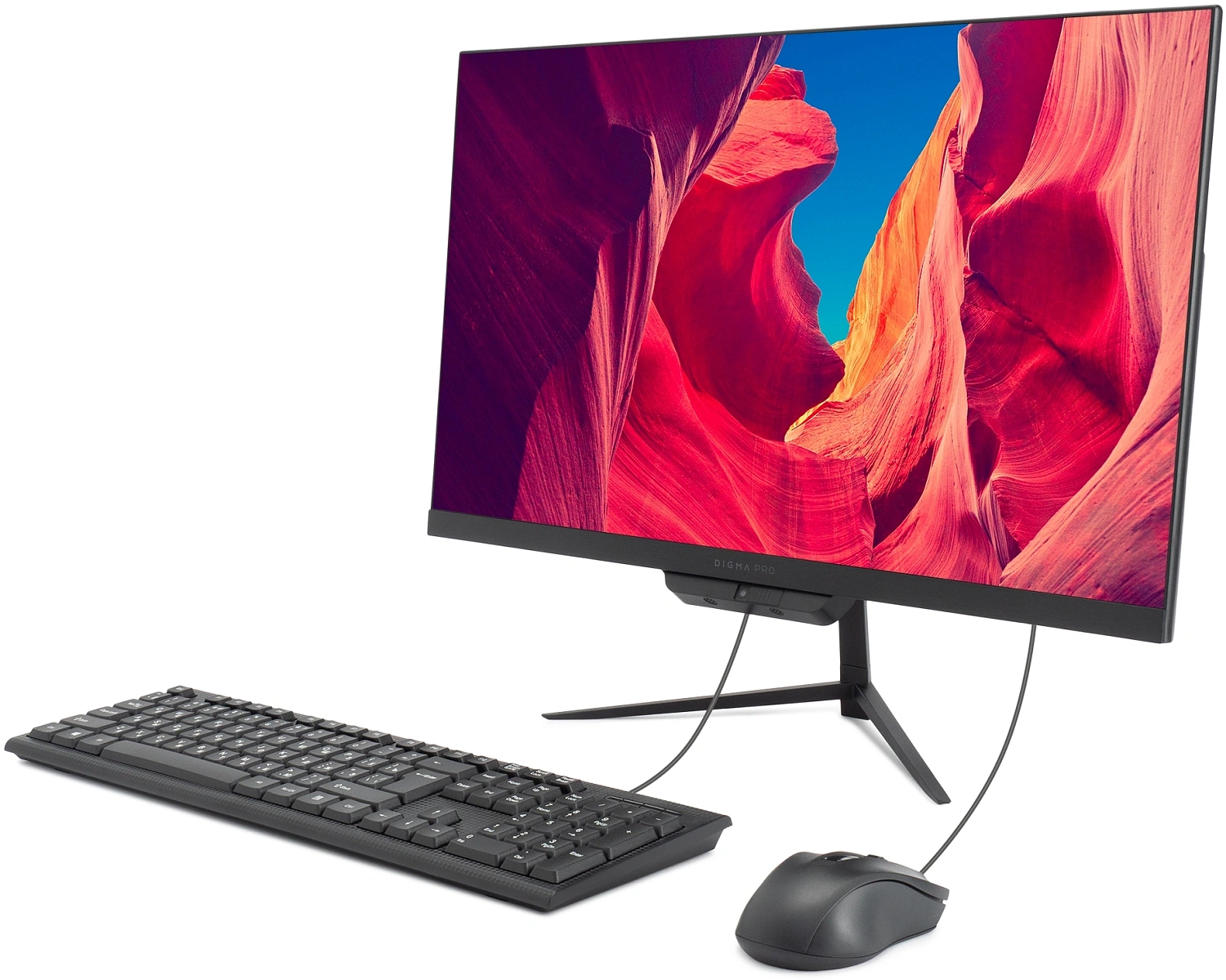 Моноблок Digma Pro Base 23.8" Full HD i3 12100 (3.3) 16Gb SSD512Gb UHDG 730 CR Windows 11 Pro GbitEth WiFi BT 90W клавиатура мышь Cam черный 1920x1080