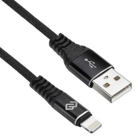 Кабель Digma LIGHT-3M-BRAIDED-BLK USB (m)-Lightning (m) 3м черный